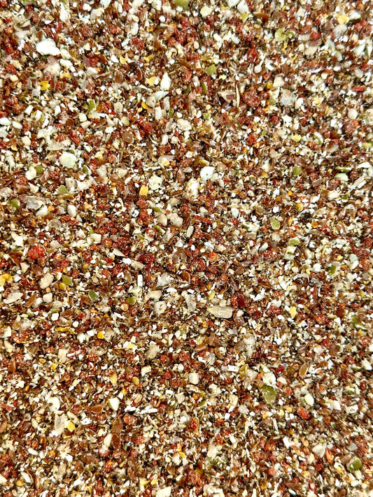 Milled seeds and chopped berries for oats